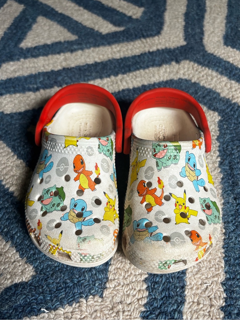 Kids White Pokémon Print Clog with Red Strap